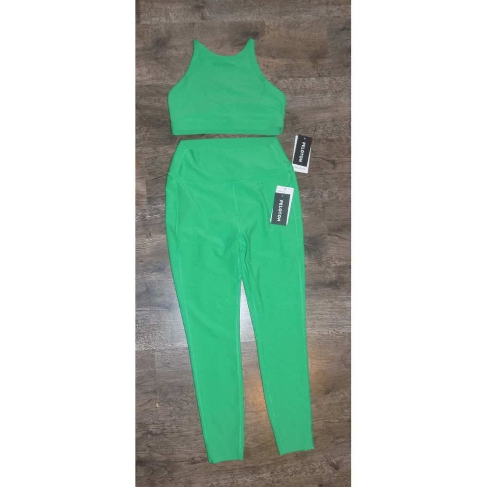 Peloton Cadent Bra and Leggings Set Womens Medium Green NWT Activewear Workout